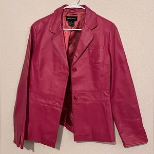 Magenta leather coat